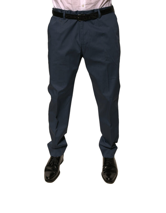 Dolce &amp; Gabbana Dark Blue Cotton Stretch Skinny Men Dress Pants