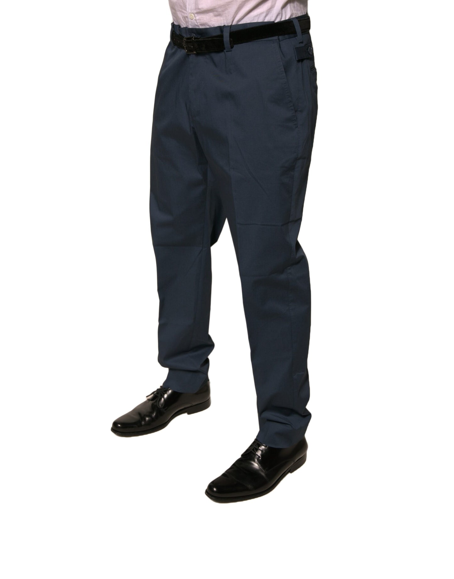 Dolce &amp; Gabbana Dark Blue Cotton Stretch Skinny Men Dress Pants
