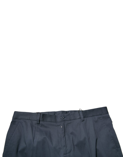 Dolce &amp; Gabbana Dark Blue Cotton Stretch Skinny Men Dress Pants