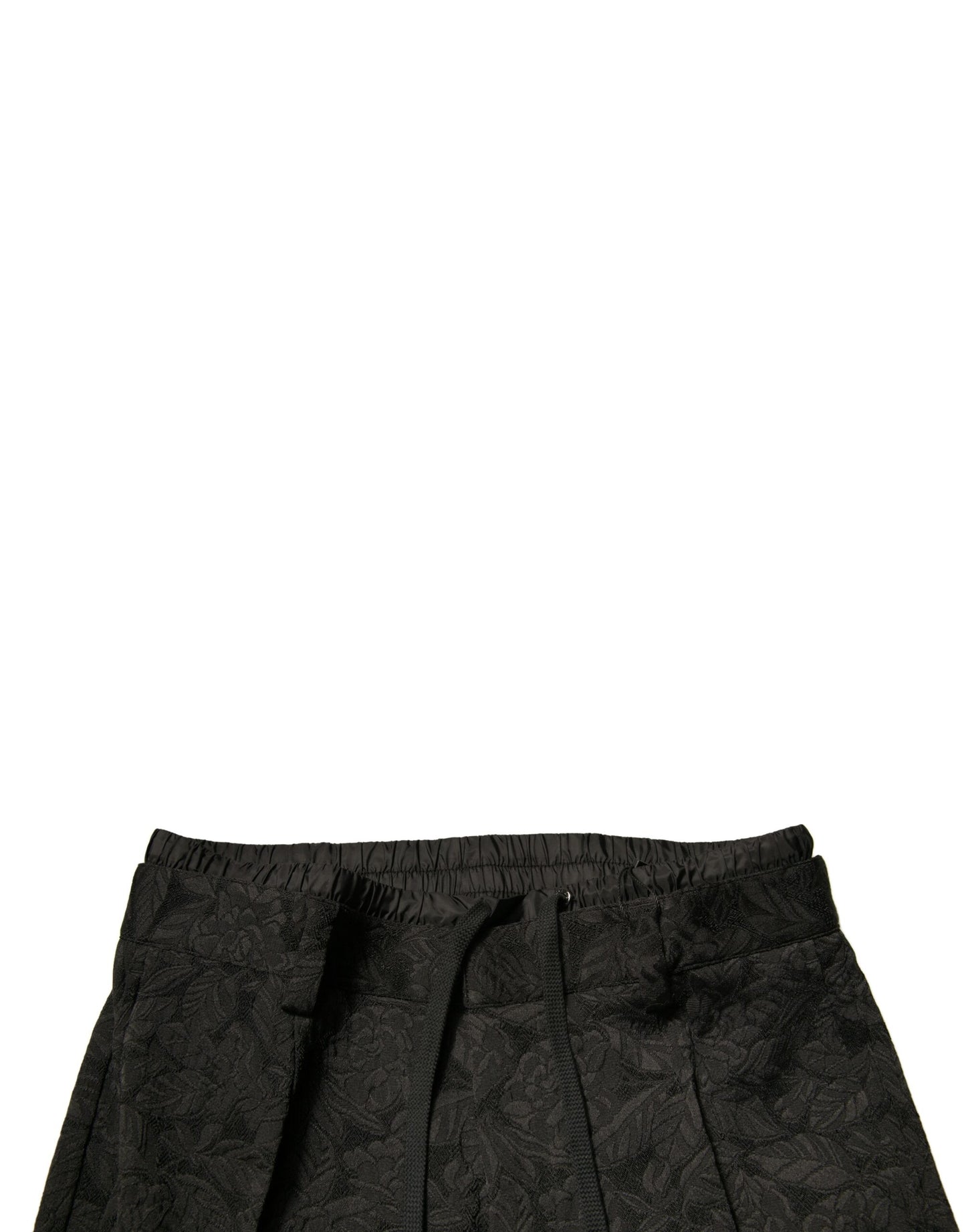 Dolce &amp; Gabbana Black Brocade Polyester Skinny Men Dress Pants