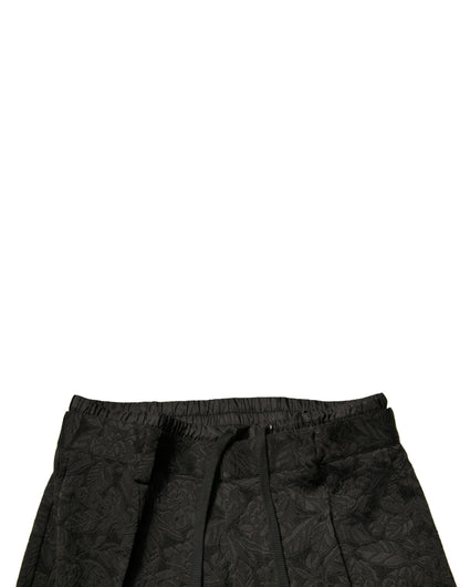 Dolce &amp; Gabbana Black Brocade Polyester Skinny Men Dress Pants