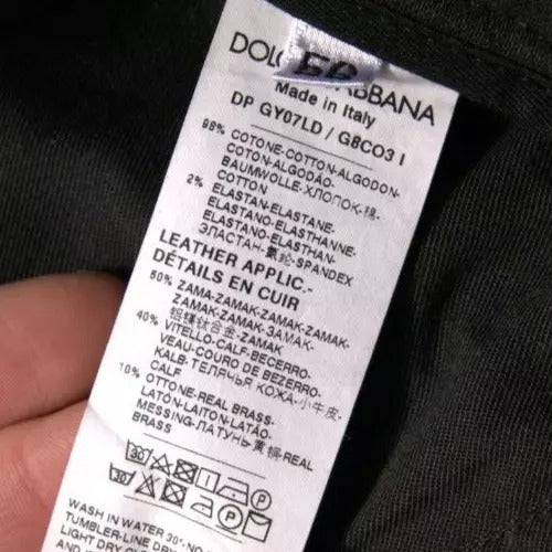 Dolce &amp; Gabbana Black Ripped Logo Cotton Skinny Denim Jeans