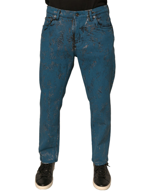 Dolce &amp; Gabbana Blue Logo Cotton Stretch Skinny Denim Jeans