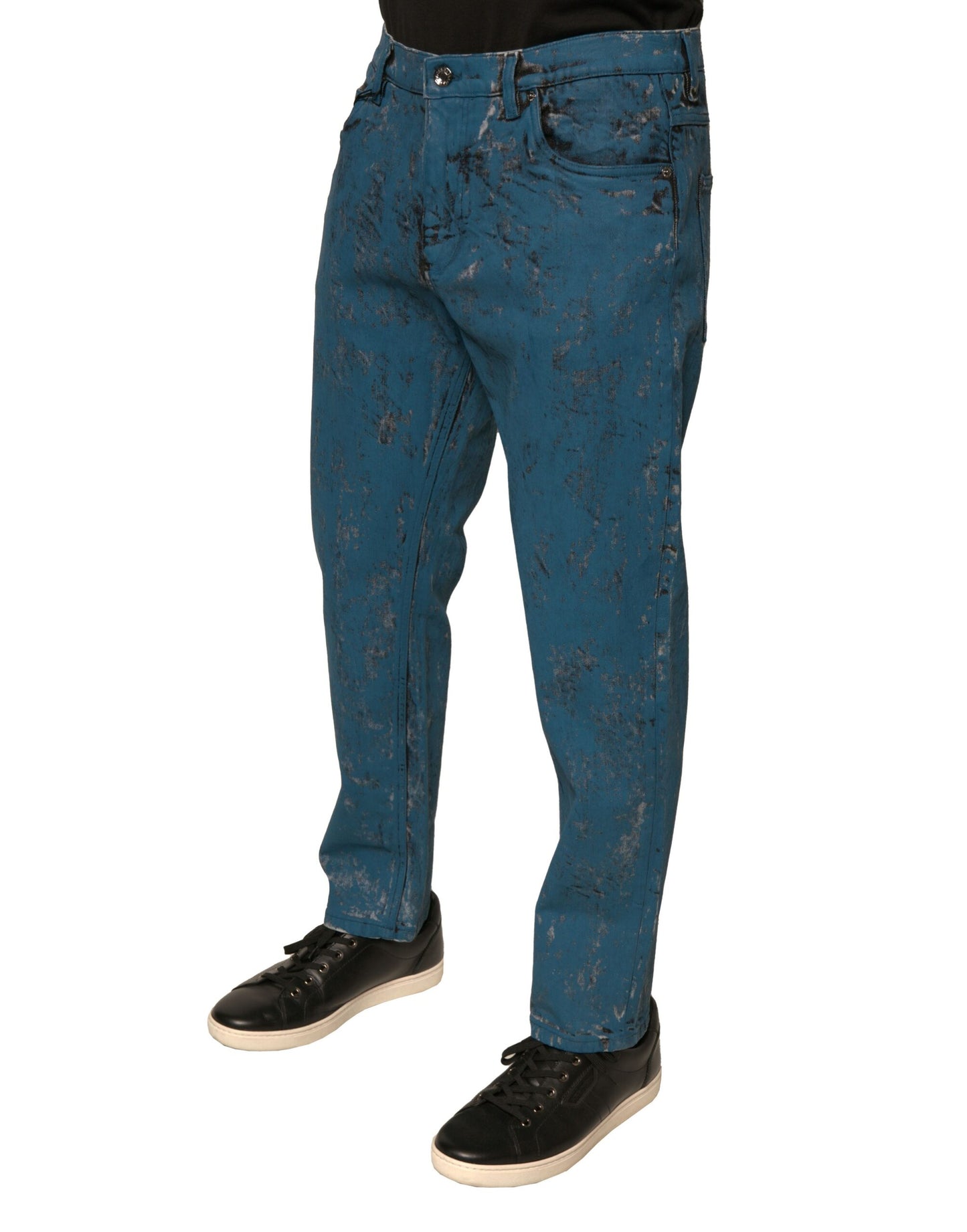 Dolce &amp; Gabbana Blue Logo Cotton Stretch Skinny Denim Jeans