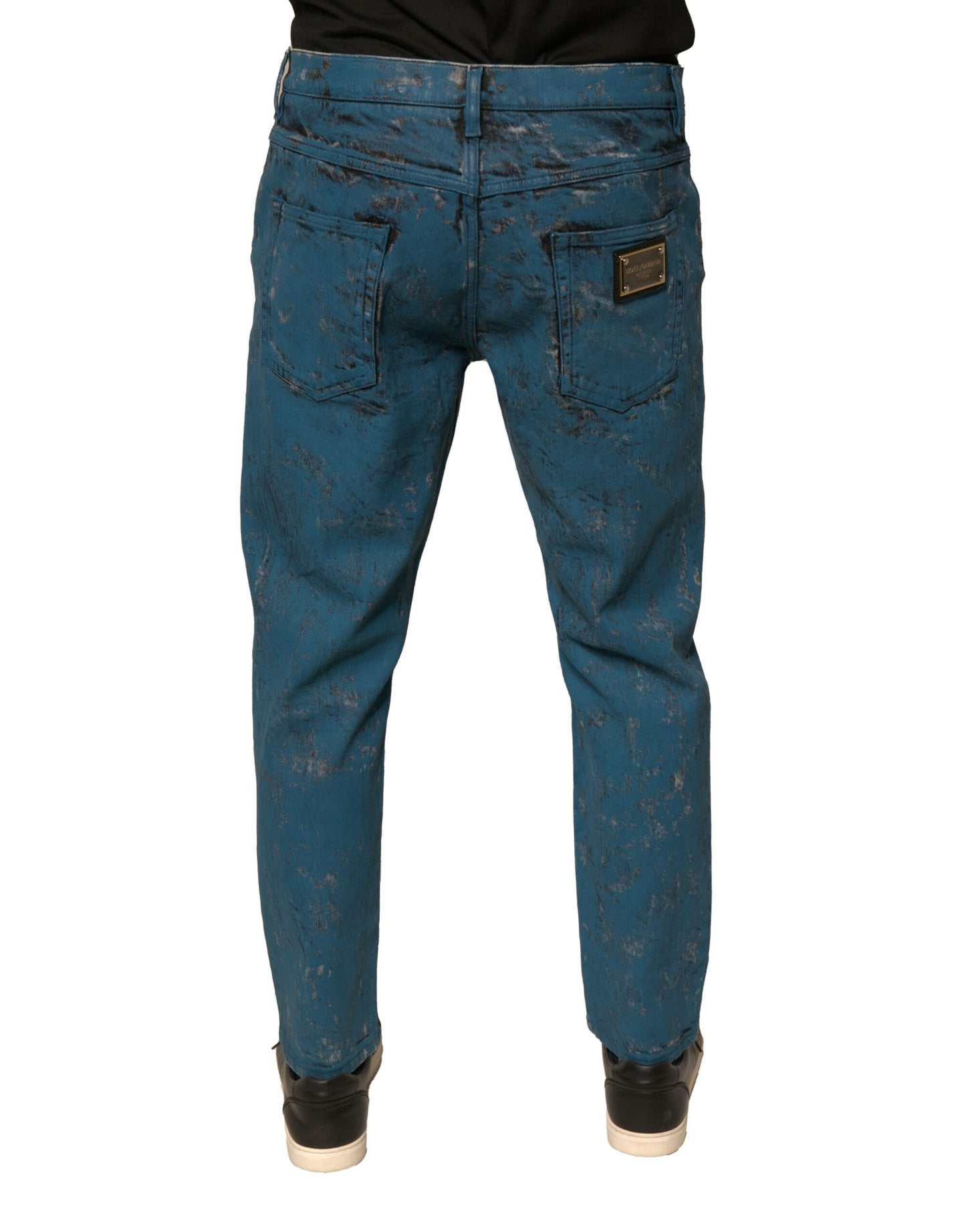 Dolce &amp; Gabbana Blue Logo Cotton Stretch Skinny Denim Jeans