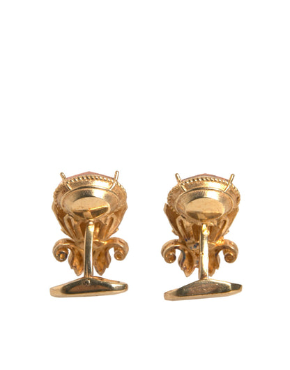 Dolce &amp; Gabbana – Manschettenknopf aus 925er Sterlingsilber mit Kristallen, goldfarben
