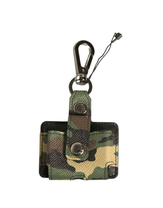 Dolce &amp; Gabbana – Airpods-Hülle aus mehrfarbigem Camouflage-Leder und Metall
