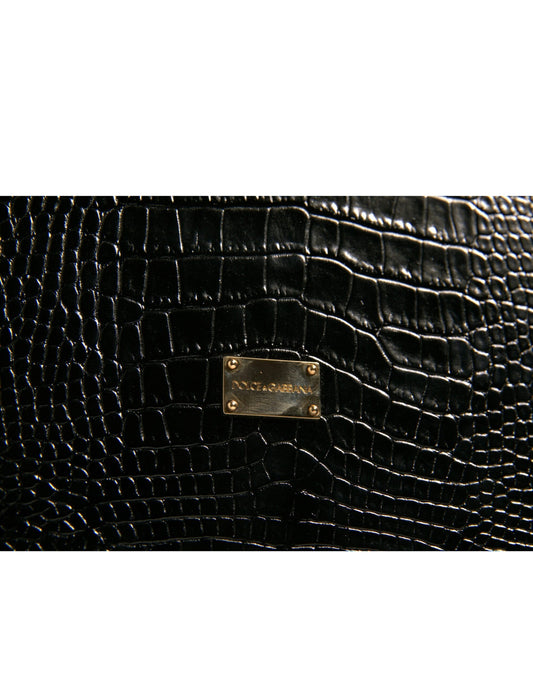 Dolce &amp; Gabbana Elegante Kataloghülle mit Logo-Plakette aus schwarzem Leder