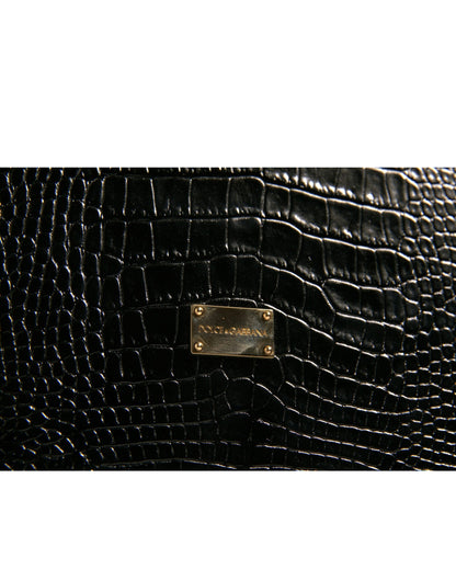 Dolce &amp; Gabbana Elegante Kataloghülle mit Logo-Plakette aus schwarzem Leder