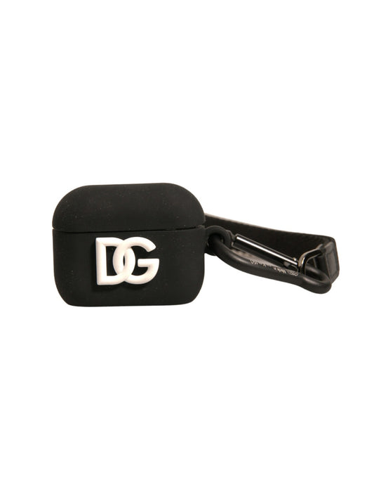 Dolce &amp; Gabbana – Airpods-Hülle aus schwarzem Silikonkautschuk mit Logoprägung