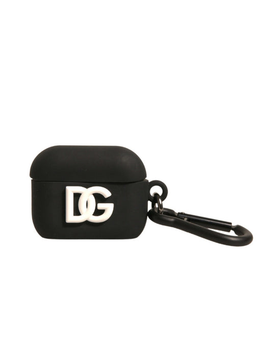 Dolce &amp; Gabbana – Airpods-Hülle aus schwarzem Silikonkautschuk mit Logoprägung