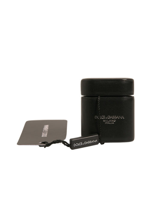 Dolce &amp; Gabbana – Airpods-Hülle mit Klapphalter und Logo-Print in Schwarz aus PVC
