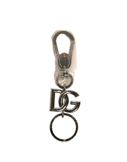 Dolce &amp; Gabbana Silver Brass DG Logo Keychain Metal Ring Keyring
