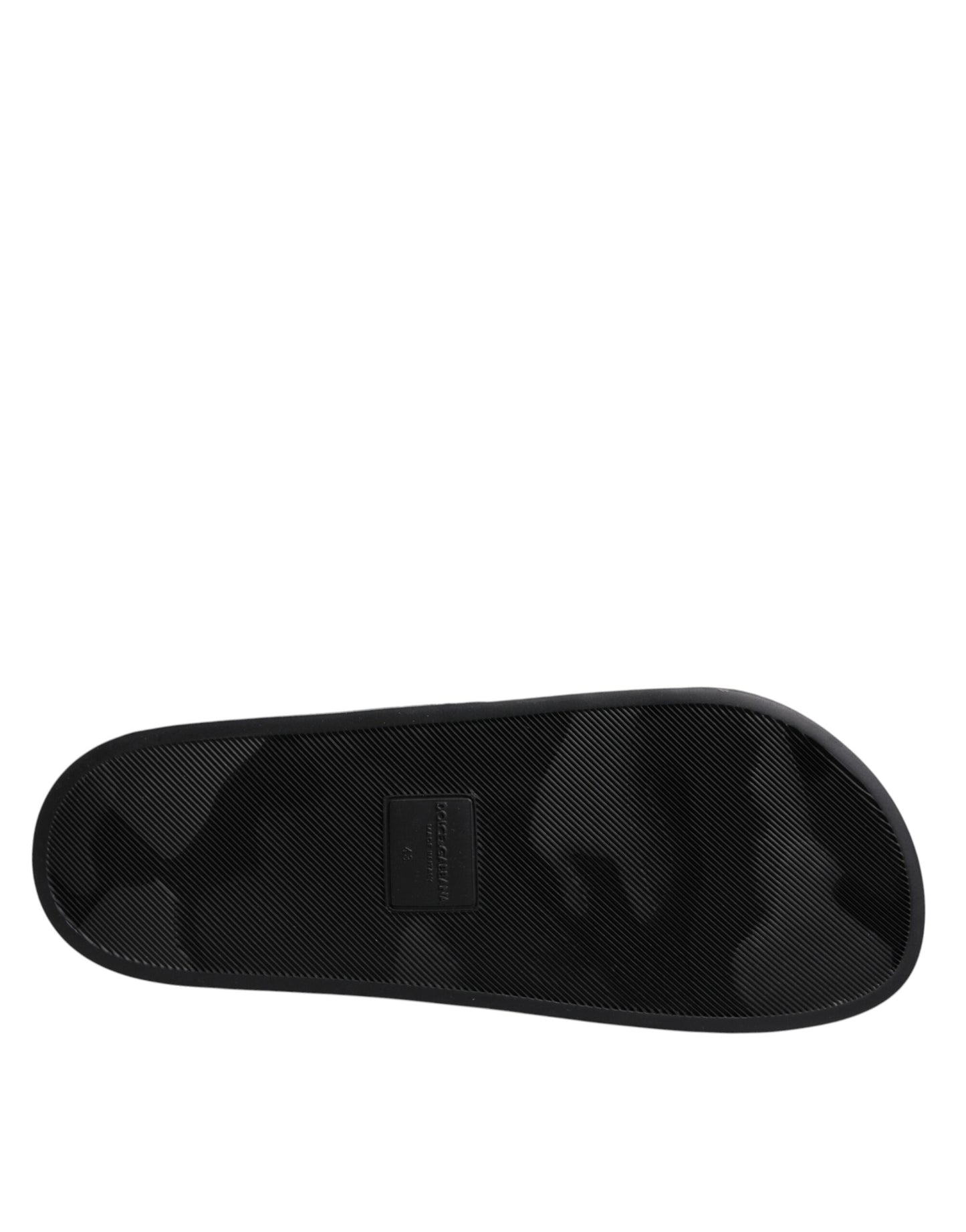 Dolce &amp; Gabbana Schwarze Taucher Leder Flats Slides Sandalen Beachwear Schuhe