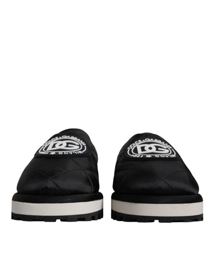 Dolce &amp; Gabbana – Sandalen mit gestepptem Logo-Patch aus schwarzem Nylon