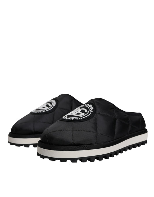 Dolce &amp; Gabbana – Sandalen mit gestepptem Logo-Patch aus schwarzem Nylon