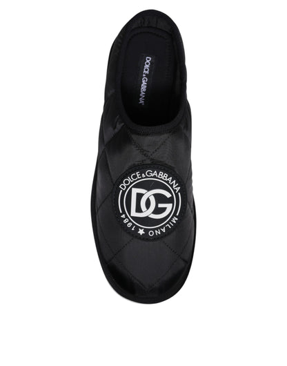 Dolce &amp; Gabbana – Sandalen mit gestepptem Logo-Patch aus schwarzem Nylon