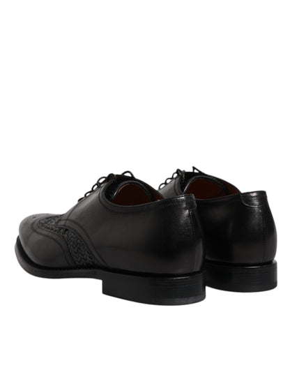 Dolce &amp; Gabbana – Derby-Schuhe aus schwarzem Leder mit Flügelkappe und Schnürung für formelle Anlässe