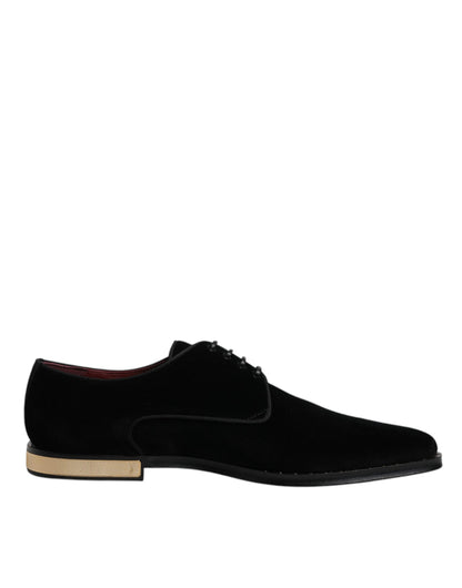 Dolce &amp; Gabbana – Derby-Schnürschuhe aus schwarzem Baumwollsamt