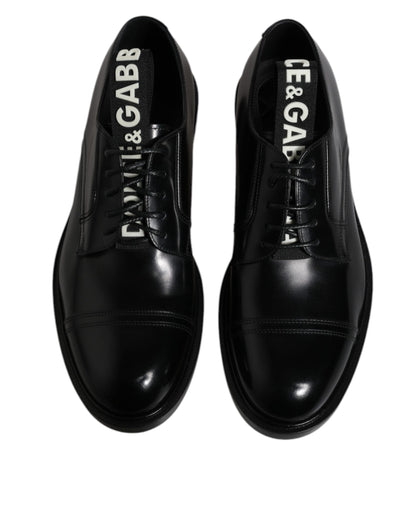 Dolce &amp; Gabbana – Derby-Schnürschuhe aus schwarzem Lackleder