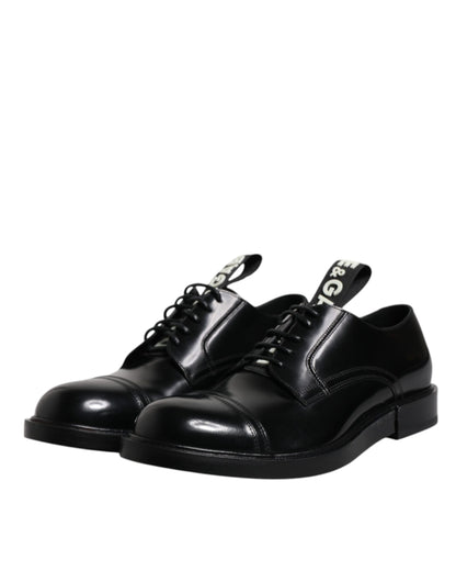 Dolce &amp; Gabbana – Derby-Schnürschuhe aus schwarzem Lackleder