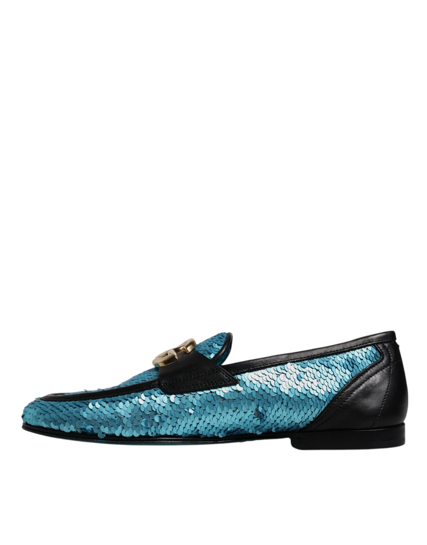 Dolce &amp; Gabbana Blue Sequined Loafers Formal Dress Shoes