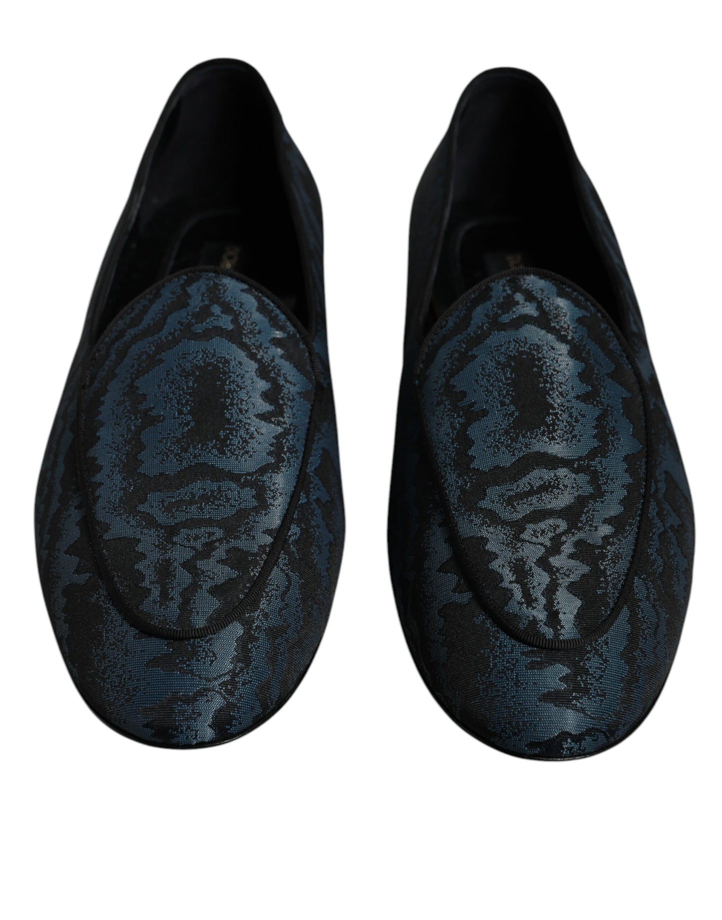 Dolce &amp; Gabbana Blue Black Flats Men Loafers Dress Shoes