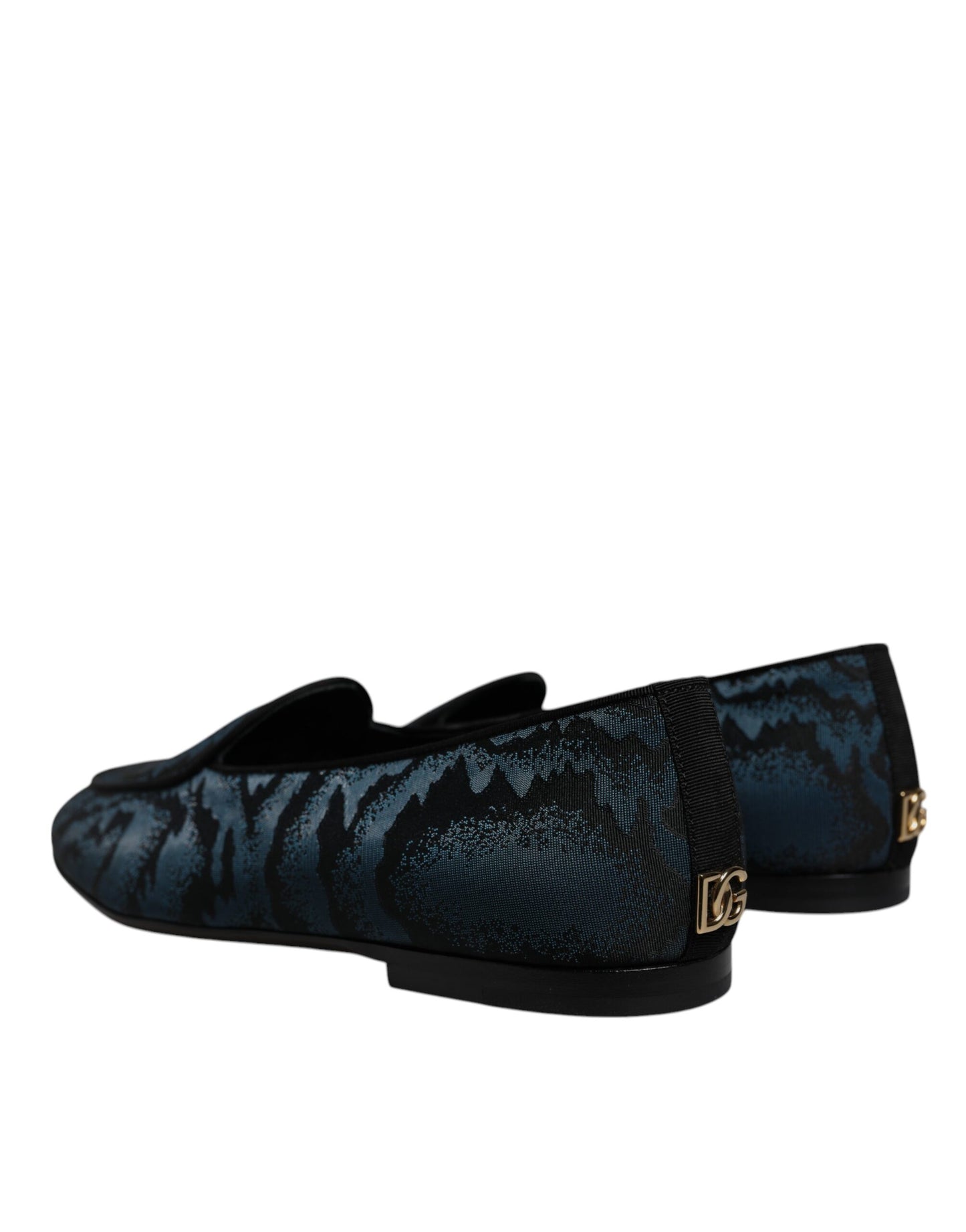 Dolce &amp; Gabbana Blue Black Flats Men Loafers Dress Shoes