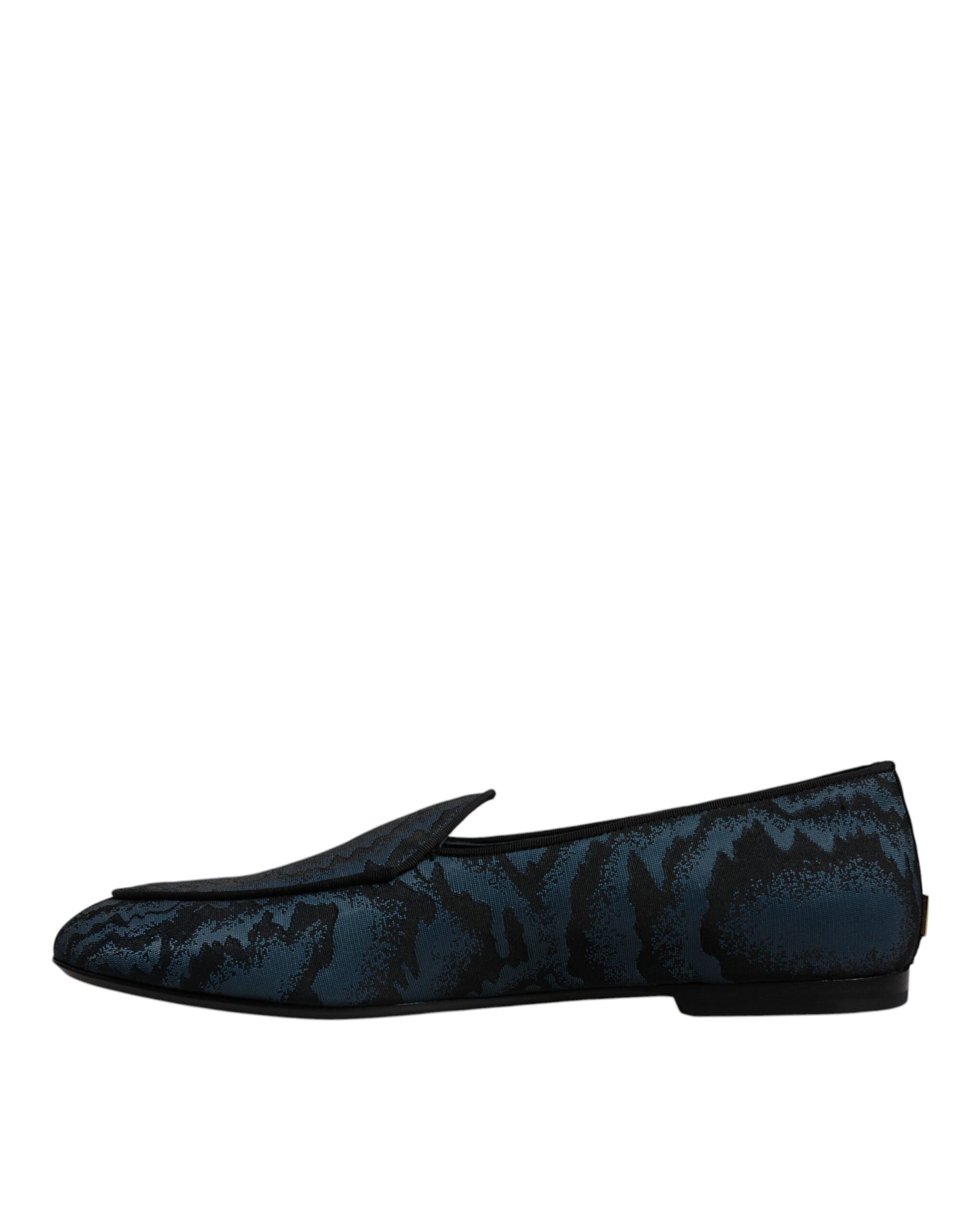 Dolce &amp; Gabbana Blue Black Flats Men Loafers Dress Shoes