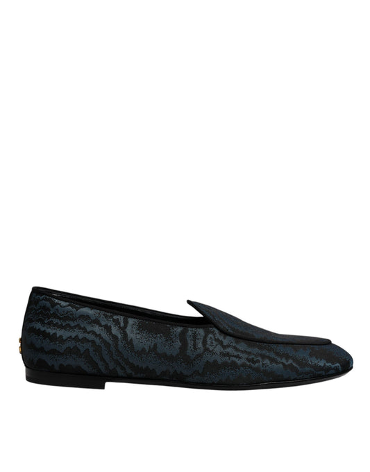 Dolce &amp; Gabbana Blue Black Flats Men Loafers Dress Shoes