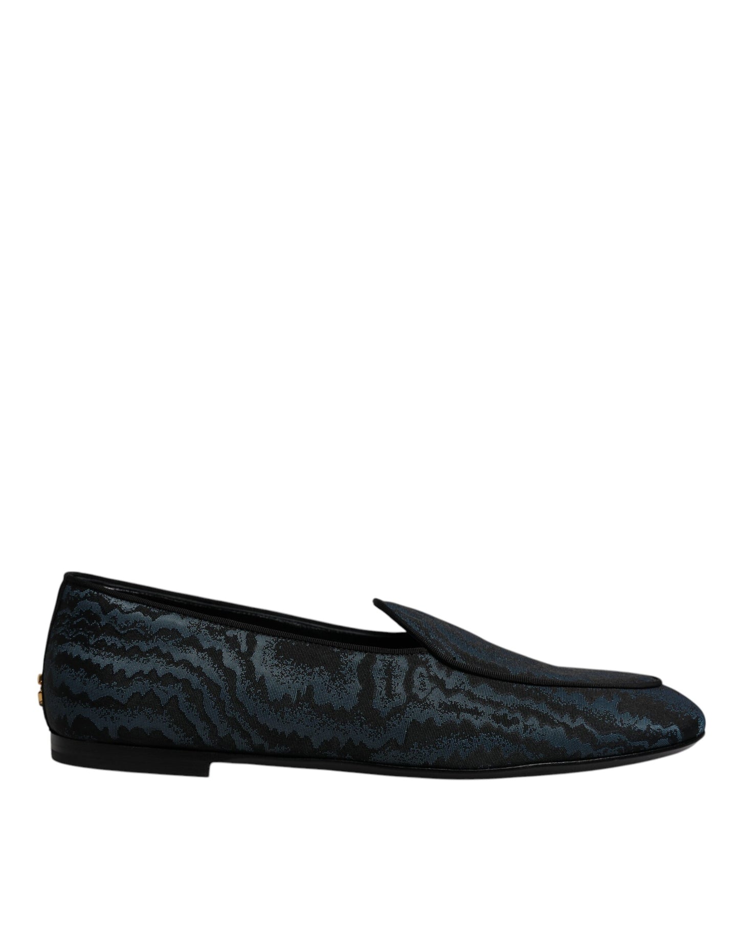 Dolce &amp; Gabbana Blue Black Flats Men Loafers Dress Shoes