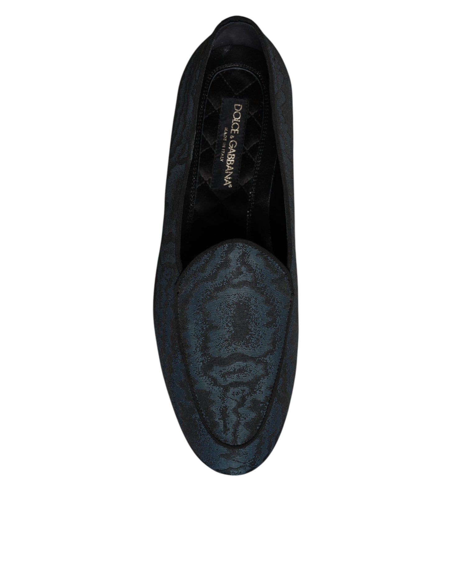 Dolce &amp; Gabbana Blue Black Flats Men Loafers Dress Shoes