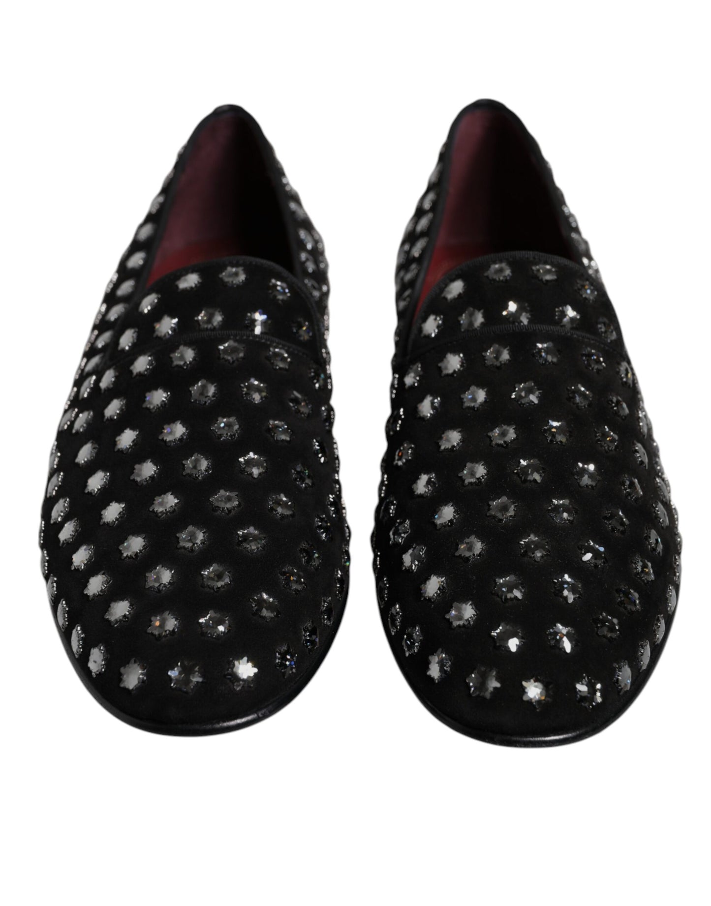 Dolce &amp; Gabbana Black Crystal Embellished Loafers Dress Shoes