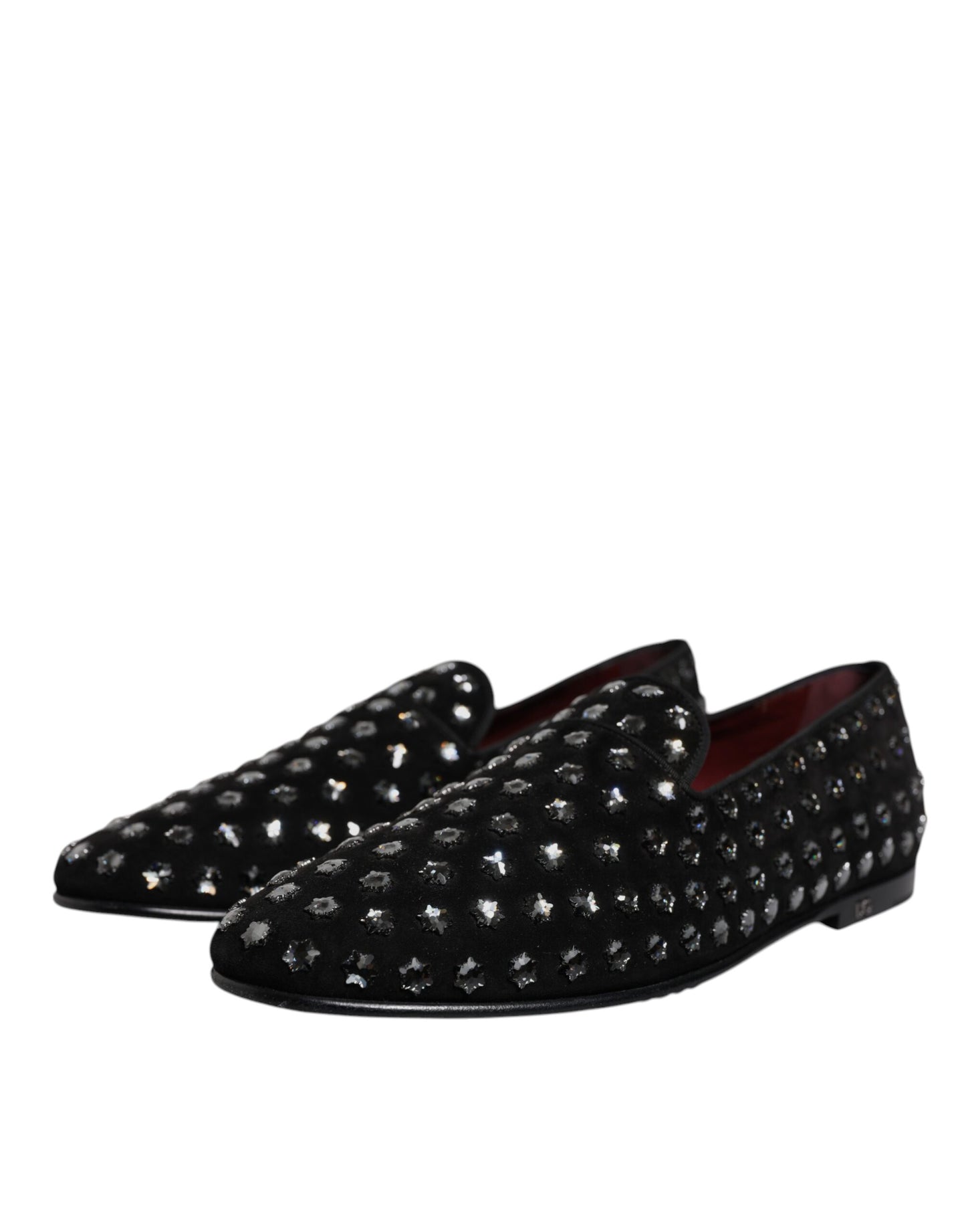 Dolce &amp; Gabbana Black Crystal Embellished Loafers Dress Shoes