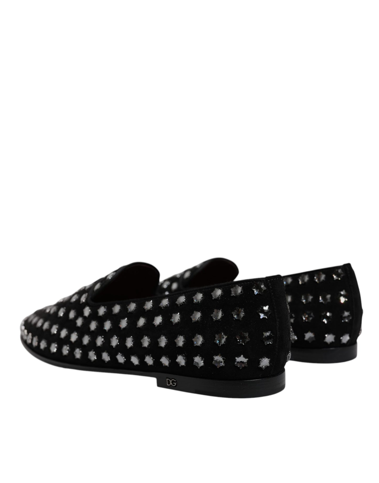 Dolce &amp; Gabbana Black Crystal Embellished Loafers Dress Shoes