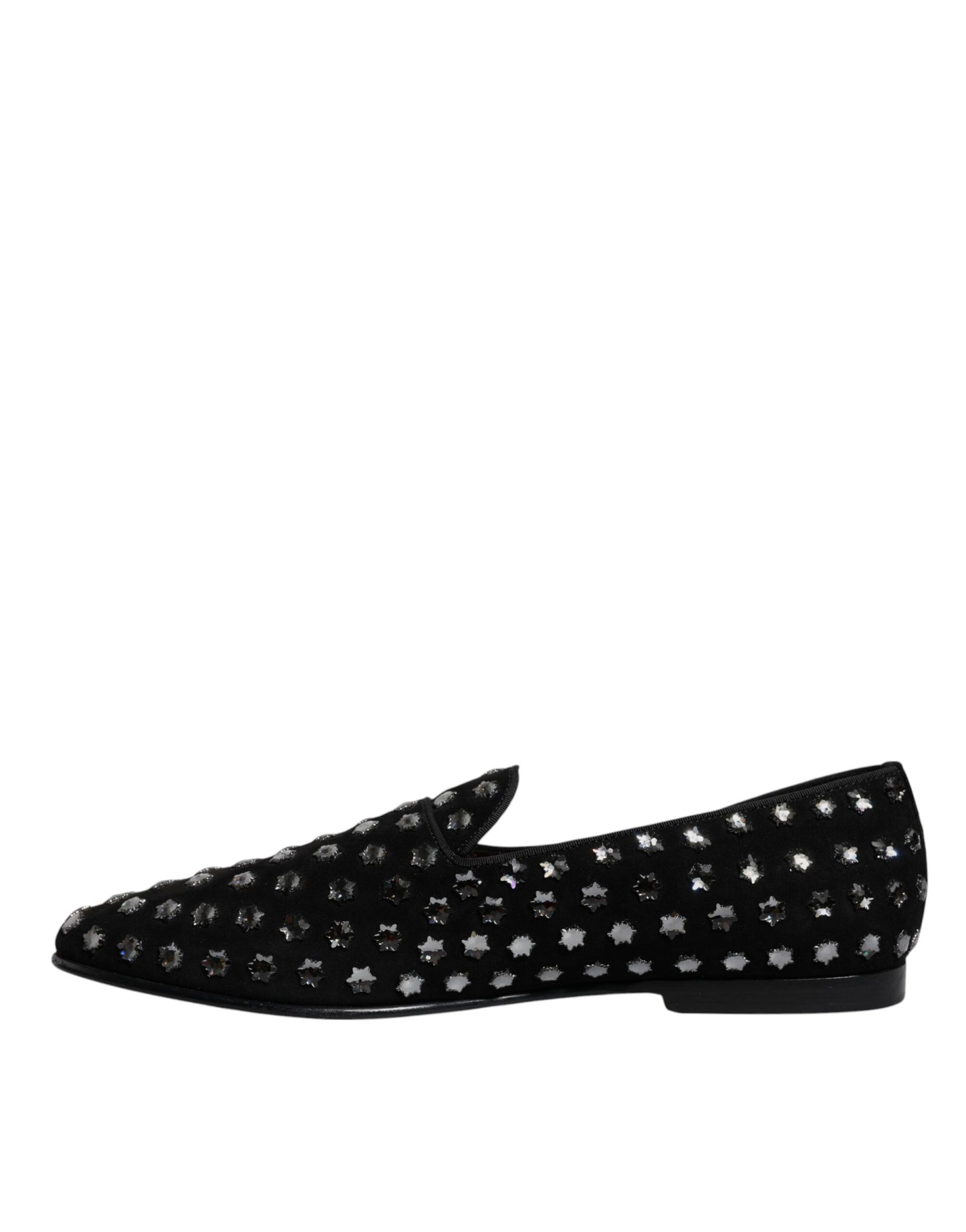 Dolce &amp; Gabbana Black Crystal Embellished Loafers Dress Shoes