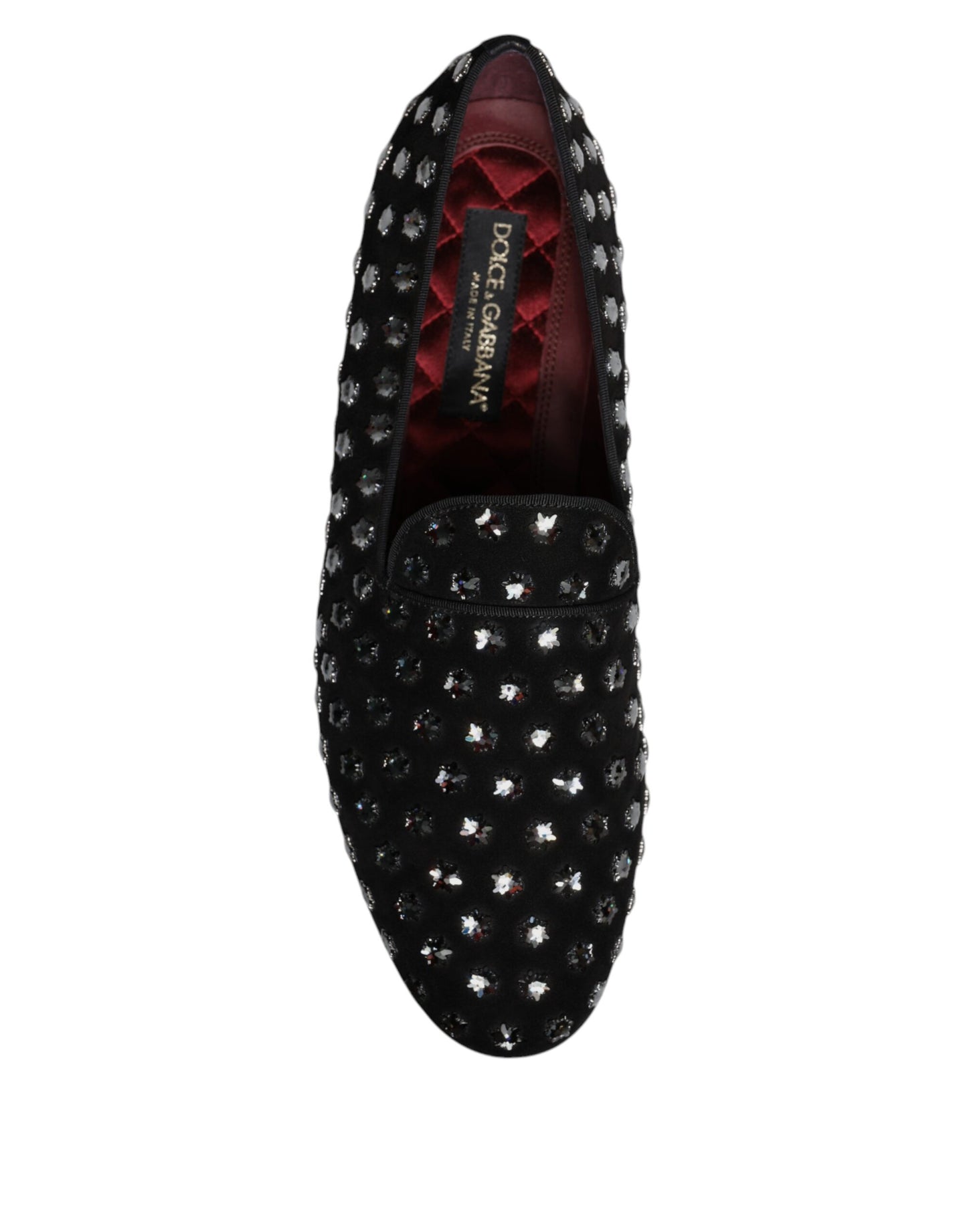 Dolce &amp; Gabbana Black Crystal Embellished Loafers Dress Shoes