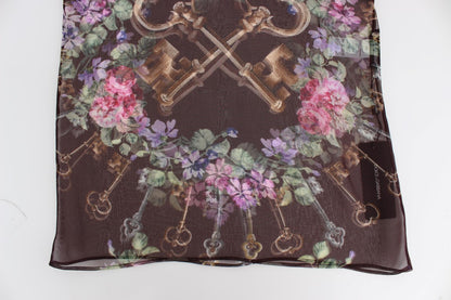 Dolce &amp; Gabbana – Schwarzes Seidenblusen-T-Shirt mit Blumendruck