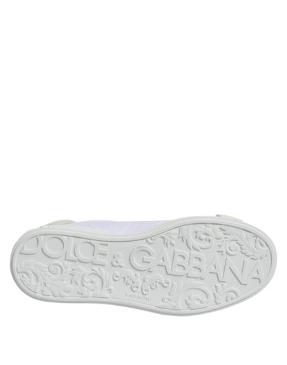 Dolce &amp; Gabbana Weiße Nylon Leder Low Top Sneakers Schuhe