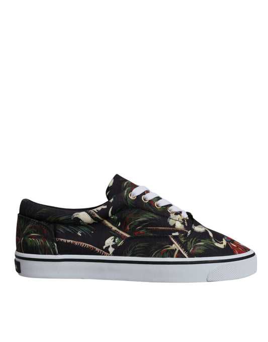 Dolce &amp; Gabbana – Schwarze Sneakers mit tropischem Print