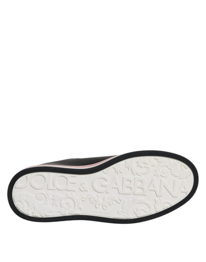 Dolce &amp; Gabbana Herren Sneakers aus schwarzem Leder mit niedrigem Schaft