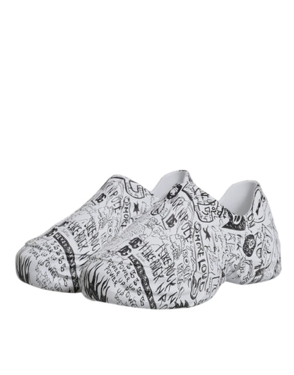 Dolce &amp; Gabbana Daymaster Sneakers in Weiß und Schwarz mit Graffiti-Motiv