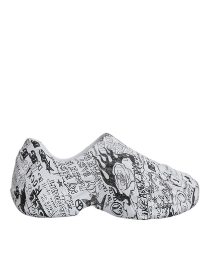 Dolce &amp; Gabbana Daymaster Sneakers in Weiß und Schwarz mit Graffiti-Motiv