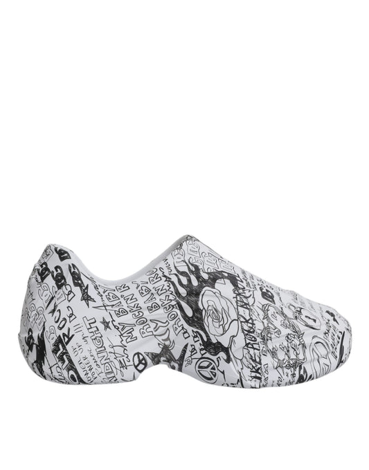 Dolce &amp; Gabbana Daymaster Sneakers in Weiß und Schwarz mit Graffiti-Motiv