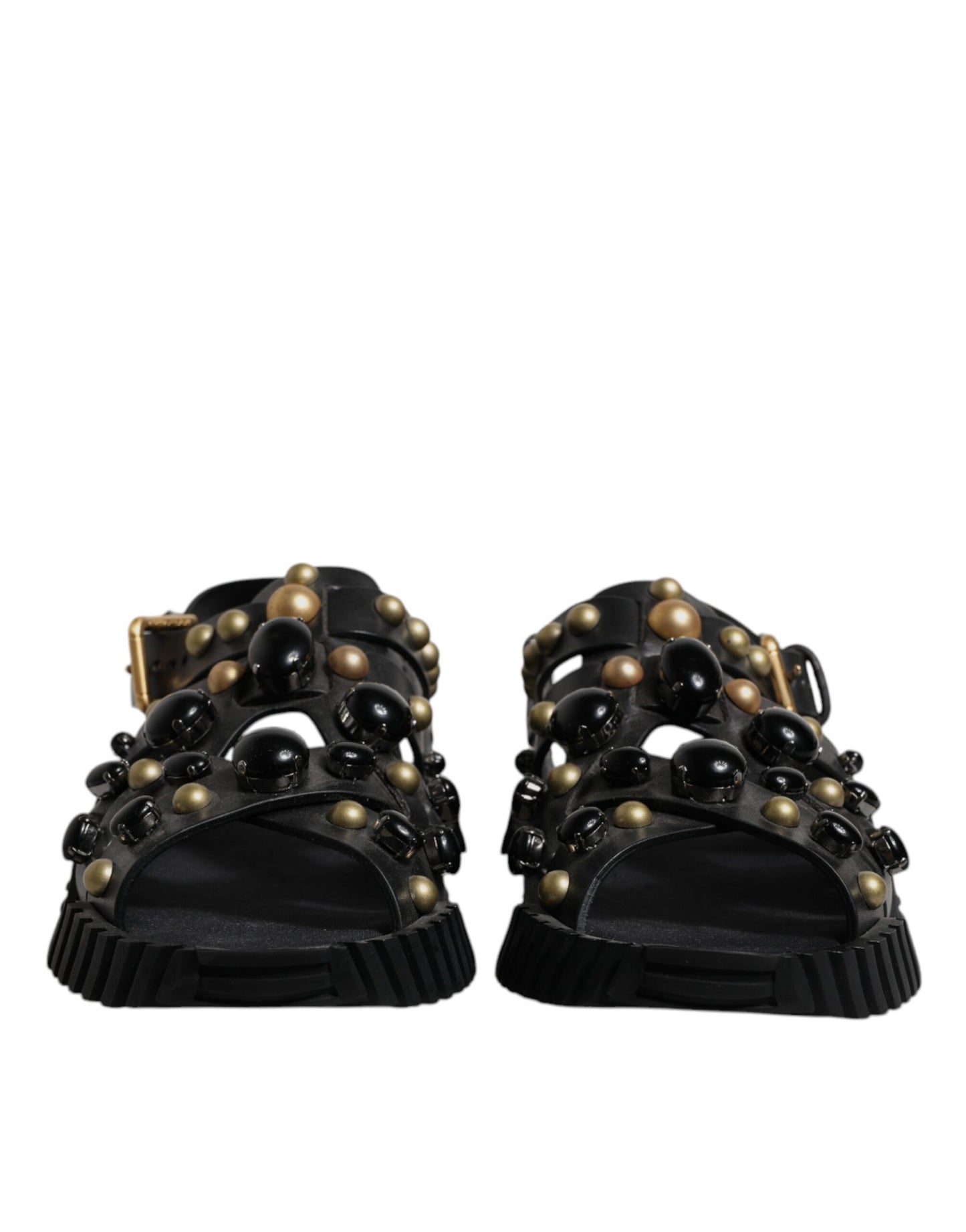 Dolce &amp; Gabbana – Sandalen mit Nieten aus schwarzem Leder