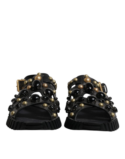Dolce &amp; Gabbana – Sandalen mit Nieten aus schwarzem Leder