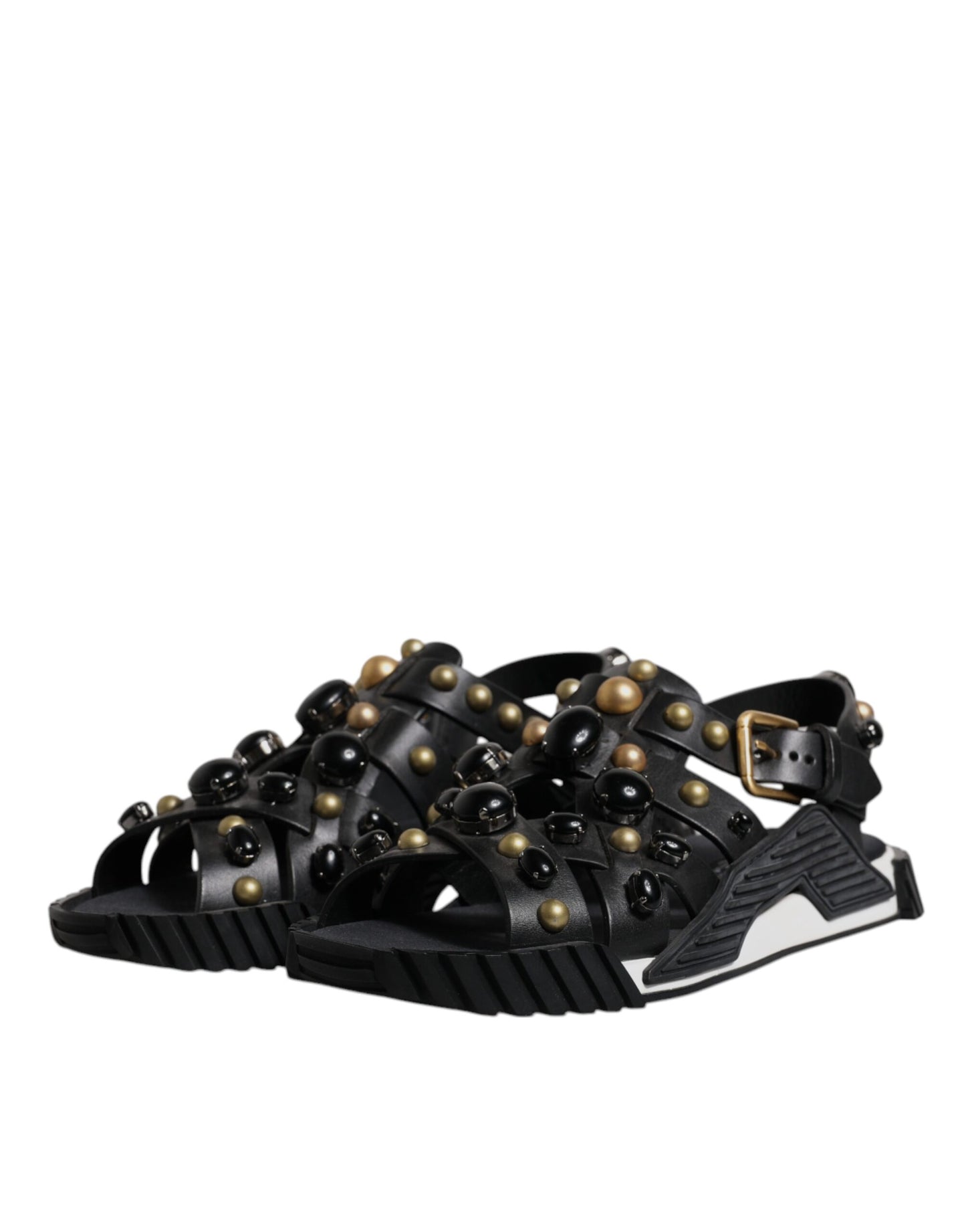 Dolce &amp; Gabbana – Sandalen mit Nieten aus schwarzem Leder