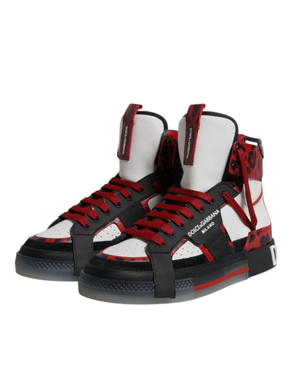 Dolce &amp; Gabbana Mehrfarbige High-Top-Sneakers aus Leder
