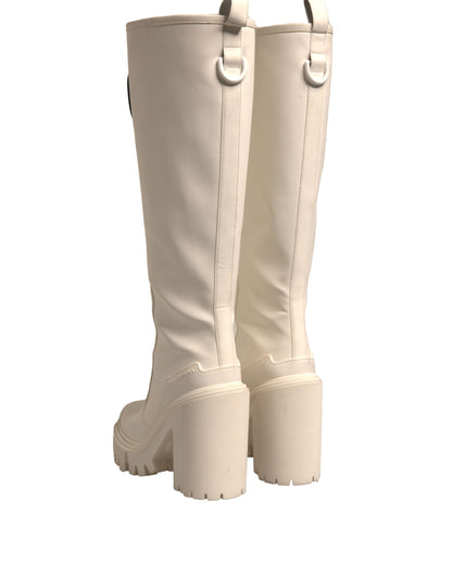Dolce &amp; Gabbana White DG Logo Hi Trekking Platform Biker Boots Shoes