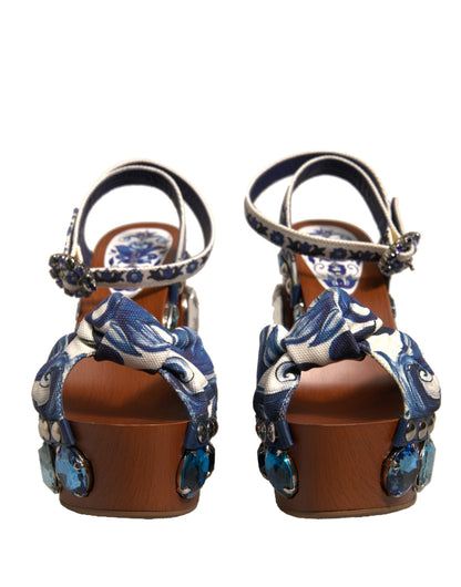 Dolce &amp; Gabbana Mehrfarbige Majolika-verzierte Keilsandaletten